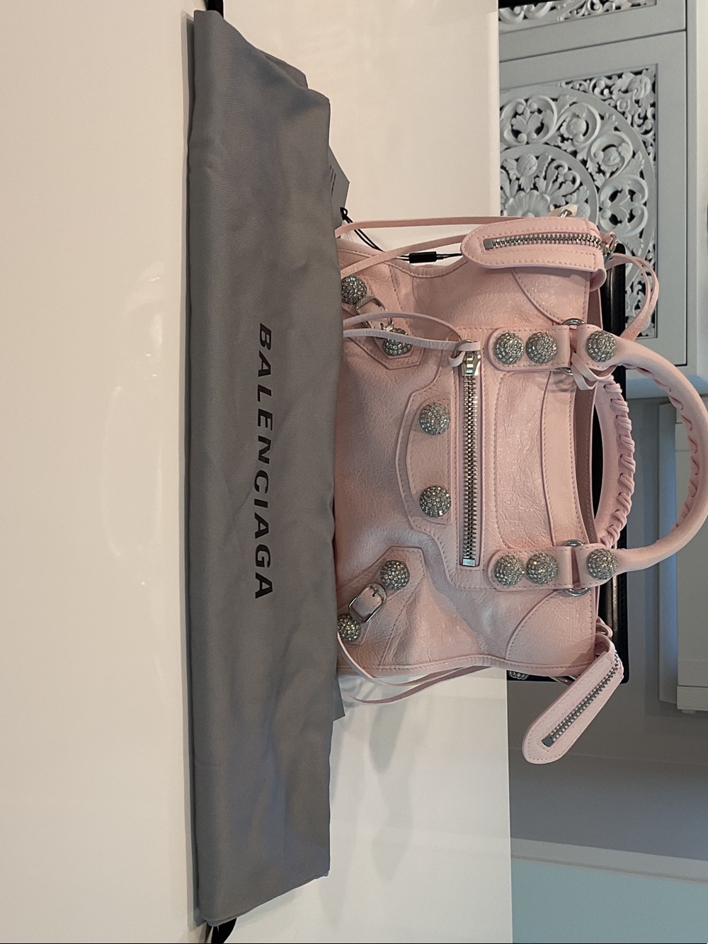 Balenciaga Mini City Bag in Pale Pink with Silver Hardware - Picture 10 of 11